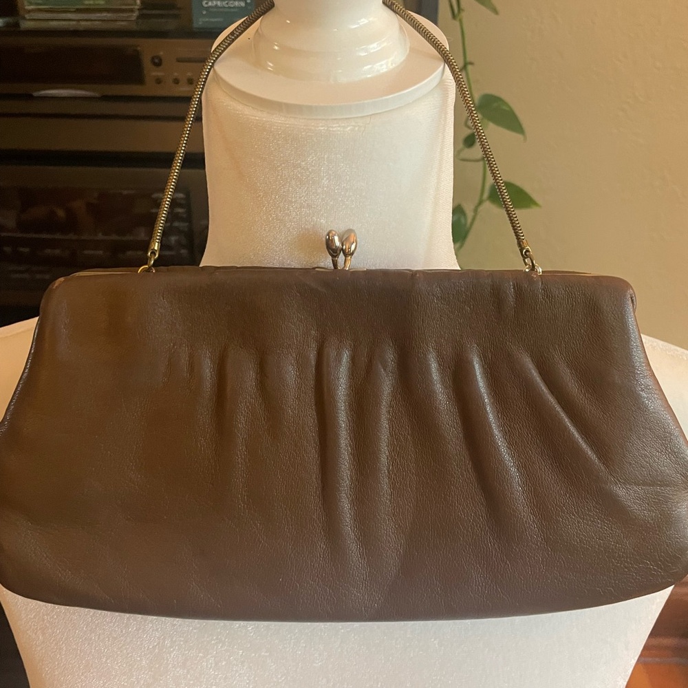 VNTG leather clasp closure small handbag